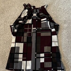 Banana Republic Maroon and Gray Plaid Blouse